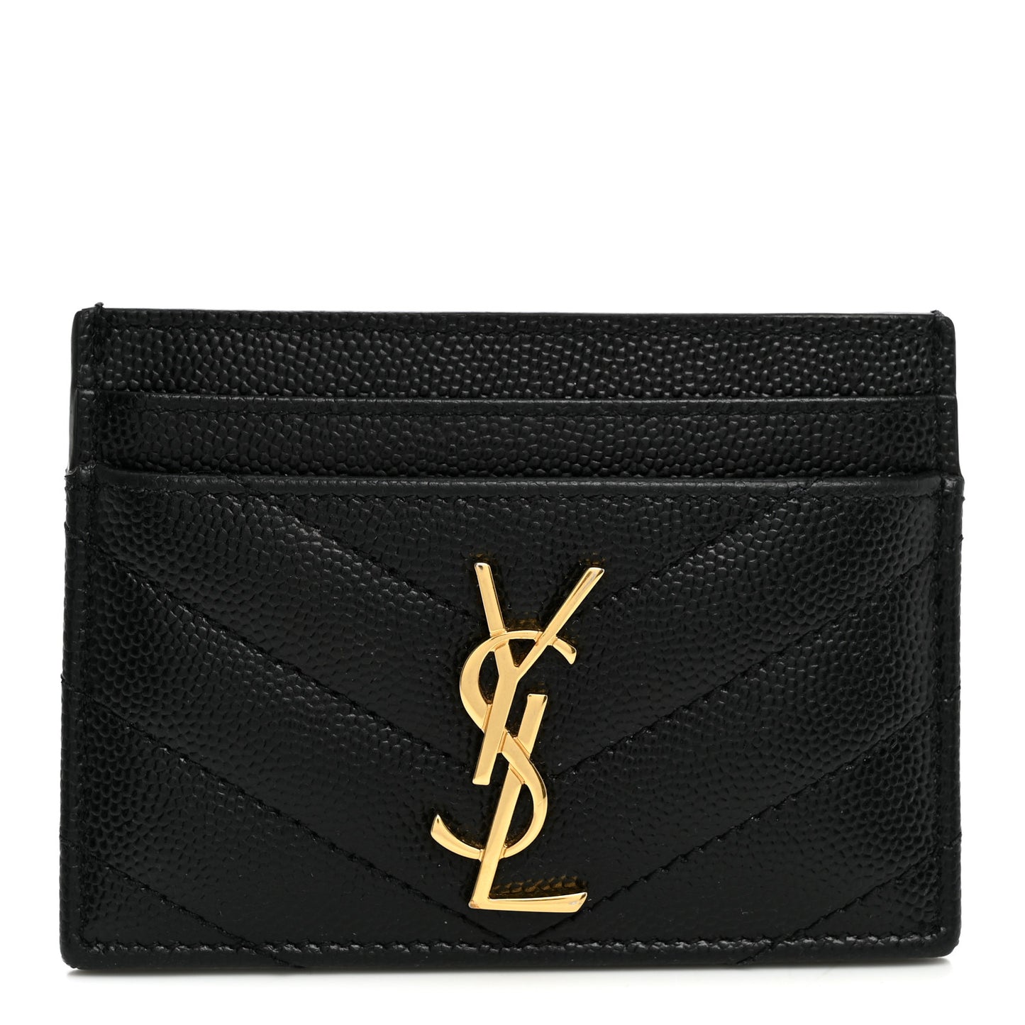 Grain De Poudre Matelasse Chevron Monogram Credit Card Case Black