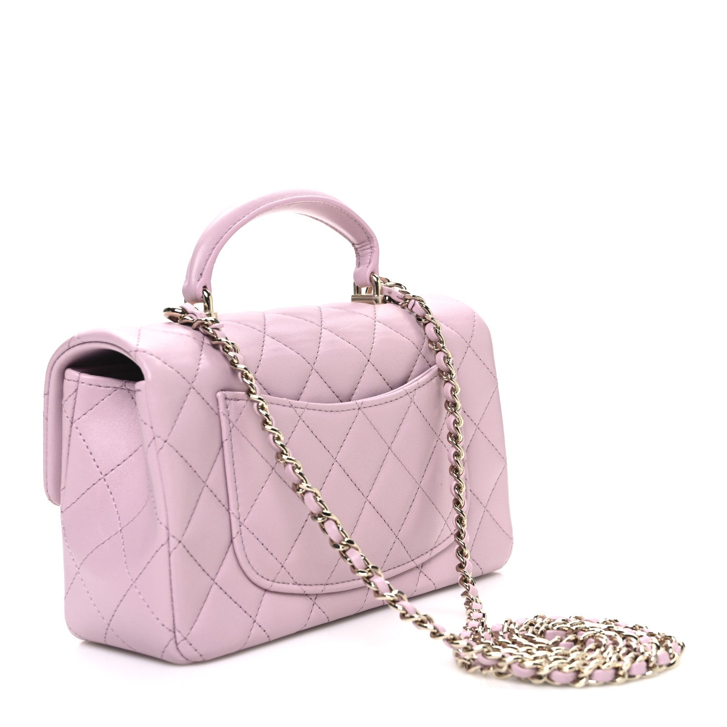 Chanel Lambskin Quilted Mini Top Handle Rectangular Flap Light Pink 2 of 9