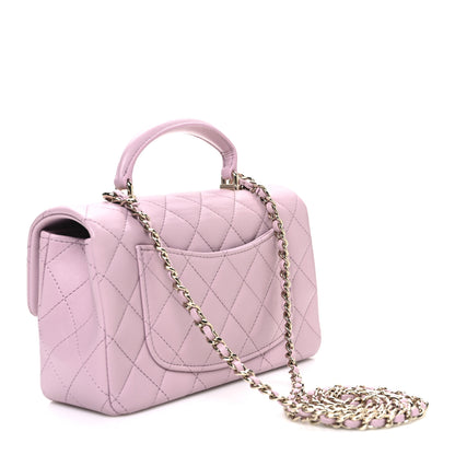 Chanel Lambskin Quilted Mini Top Handle Rectangular Flap Light Pink 2 of 9