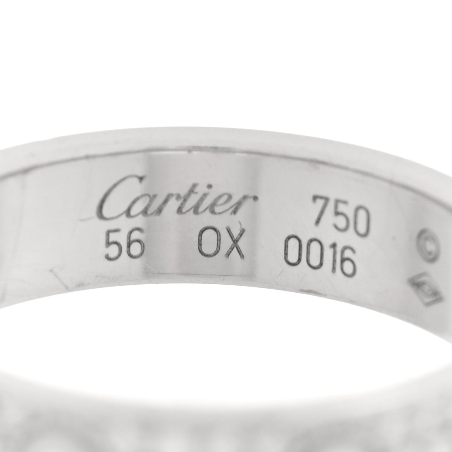 18K White Gold Diamond LOVE Wedding Paved Band Ring 56 7.5
