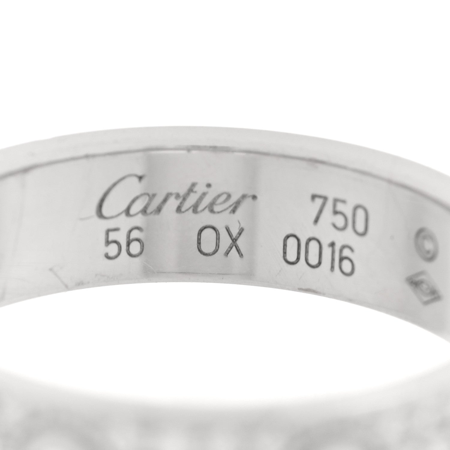 Cartier 18K White Gold Diamond LOVE Wedding Paved Band Ring 56 7.5 4 of 4