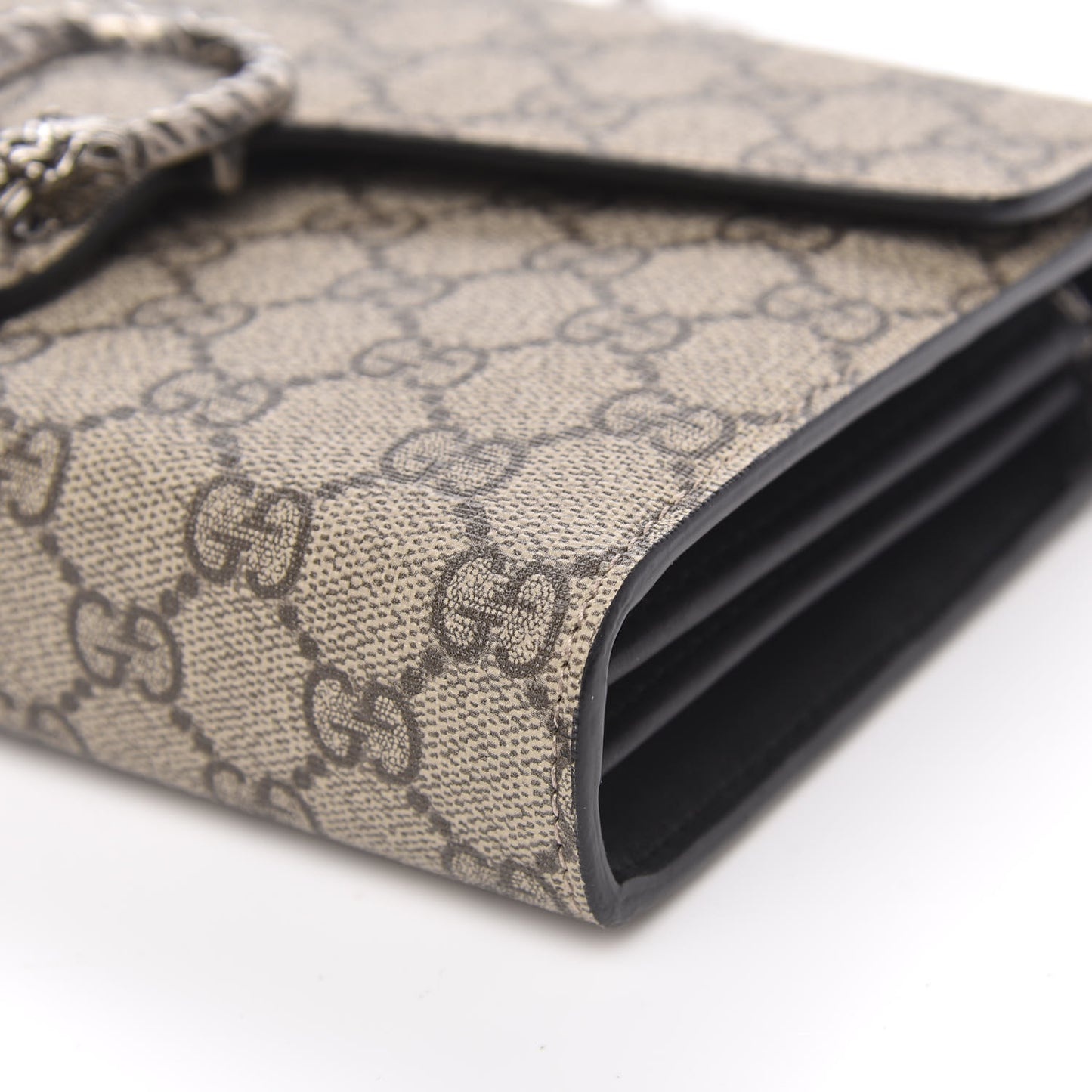 GG Supreme Monogram Mini Dionysus Chain Wallet Beige Black