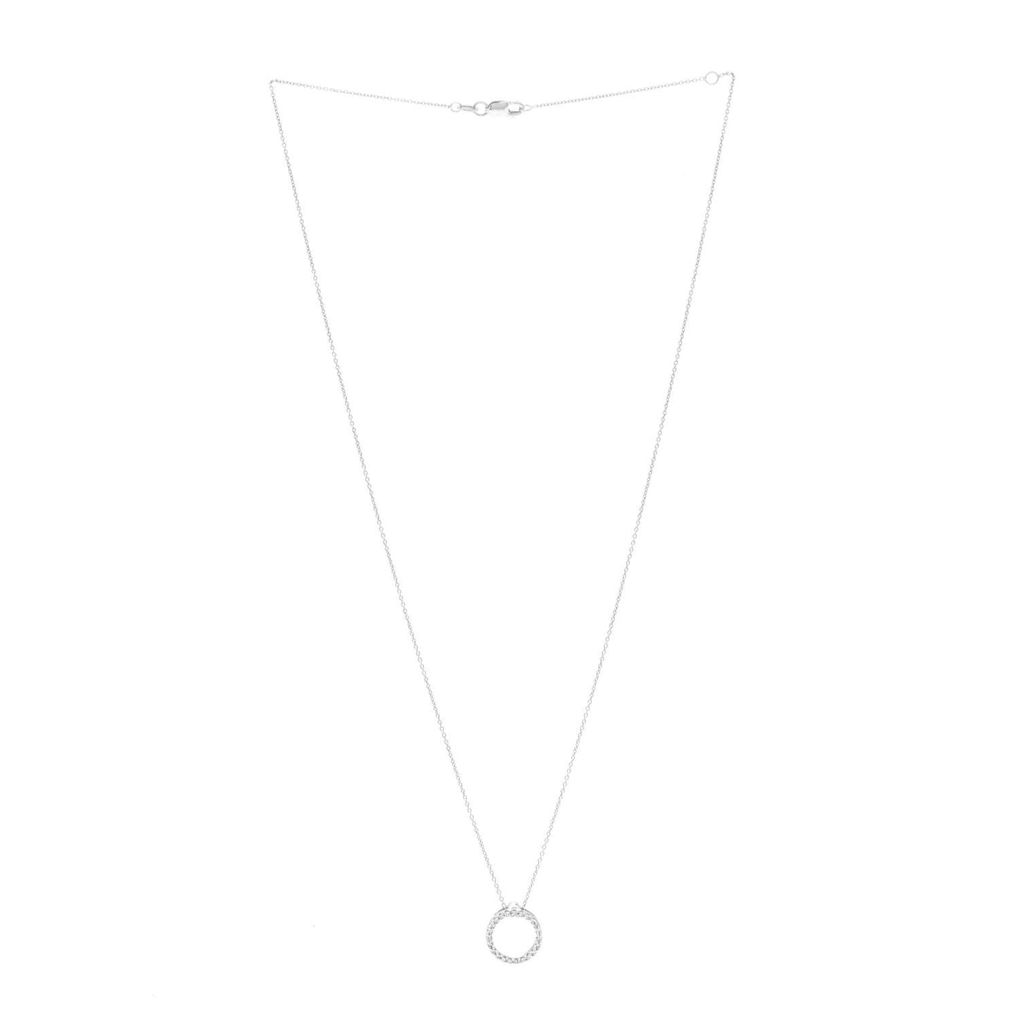 18K White Gold Diamond Small Tiny Treasures Circle Pendant Necklace