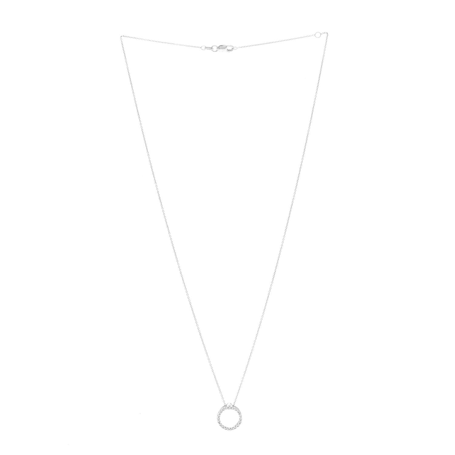 Roberto Coin 18K White Gold Diamond Small Tiny Treasures Circle Pendant Necklace 3 of 6