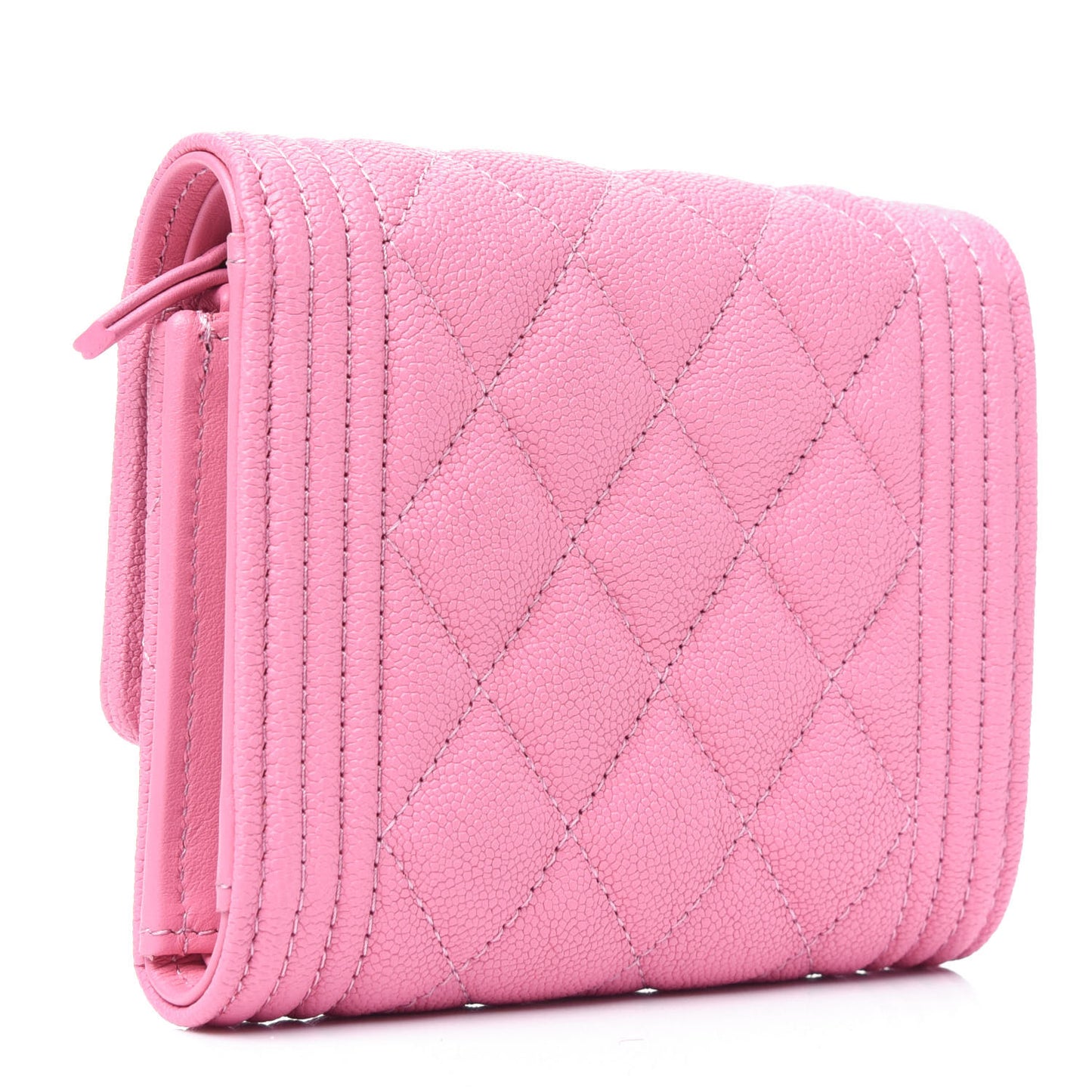Caviar Quilted Compact Boy Wallet Light Pink