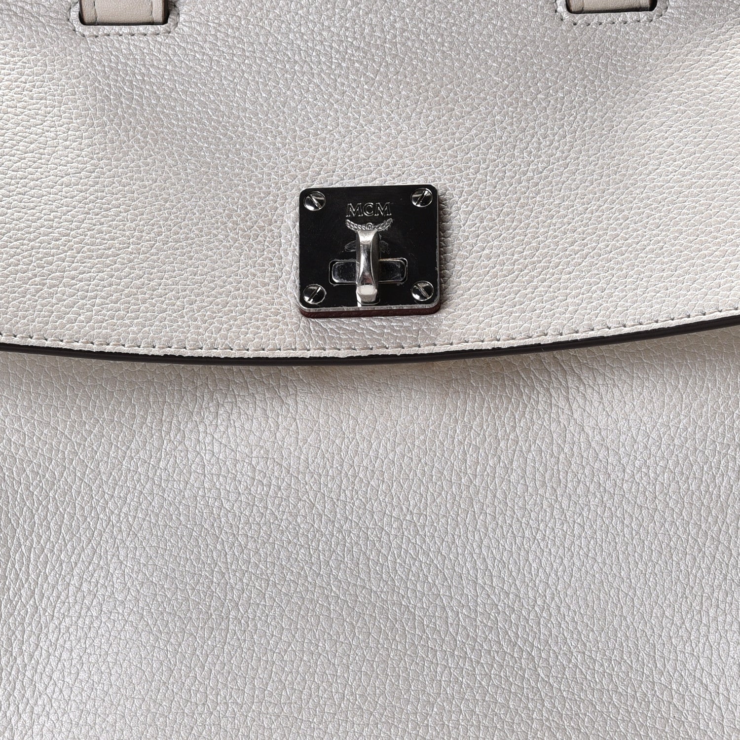 MCM Grained Calfskin Medium Milla Convertible Backpack White Flake 9 of 11