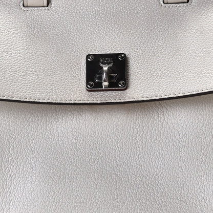 MCM Grained Calfskin Medium Milla Convertible Backpack White Flake 9 of 11