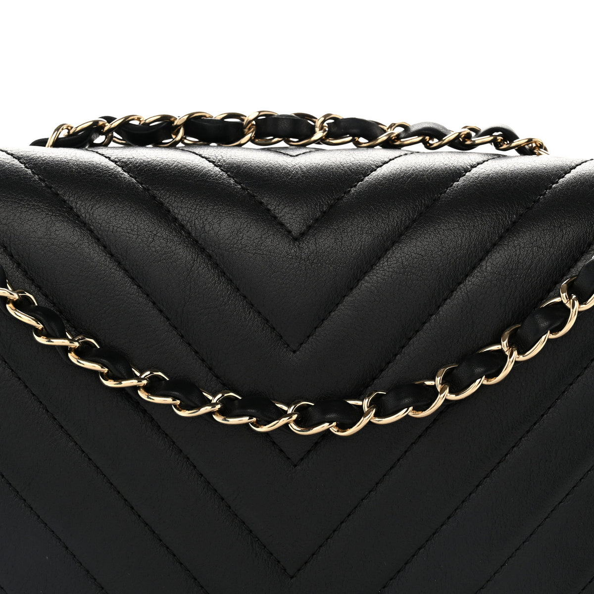 Chanel Calfskin Chevron Quilted Large Statement Flap Black 7 of 9