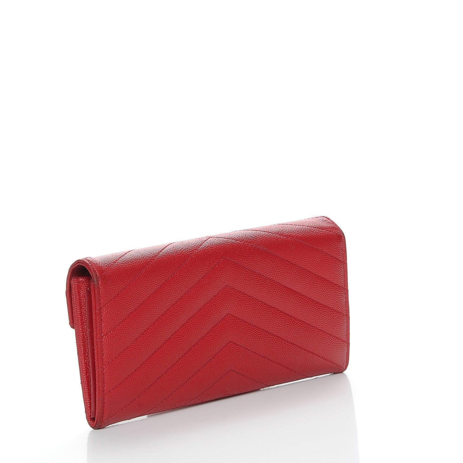 Saint Laurent Grain De Poudre Matelasse Chevron Monogram Wallet Lipstick Red 3 of 12