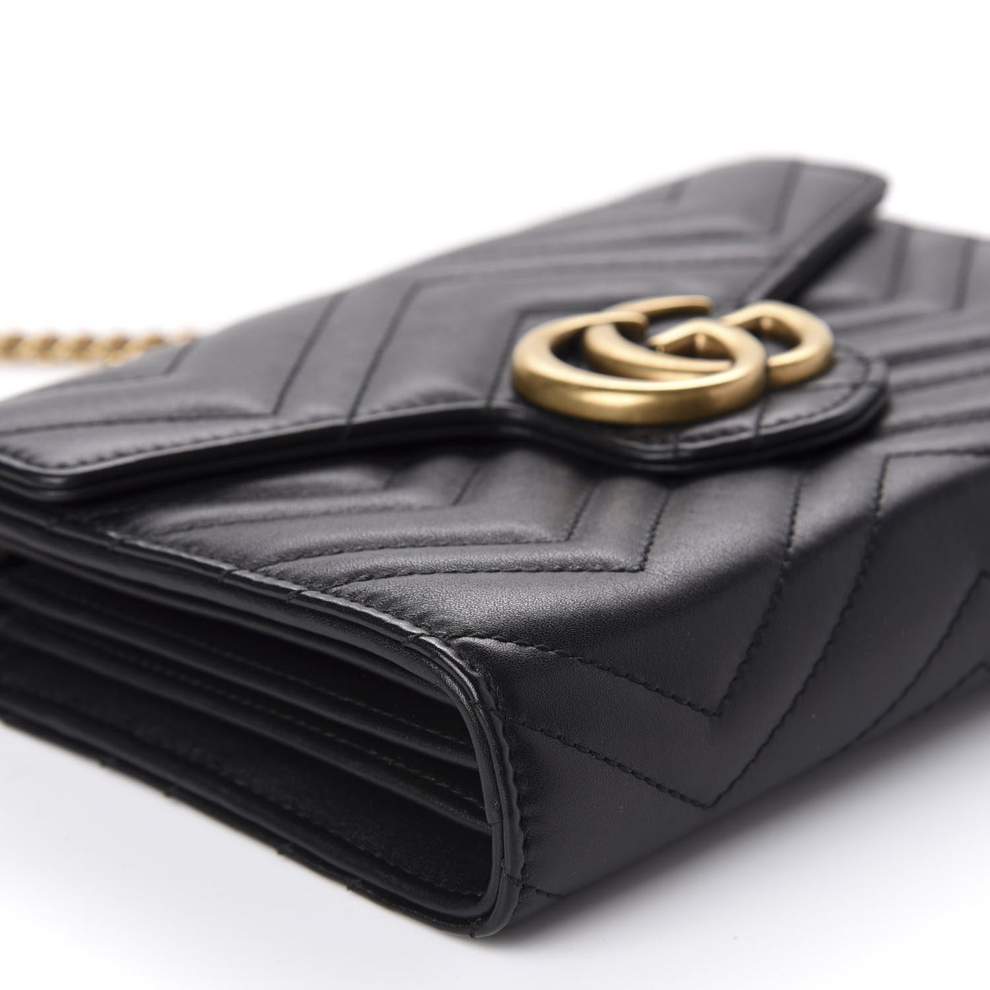 Calfskin Matelasse GG Marmont Chain Wallet Black