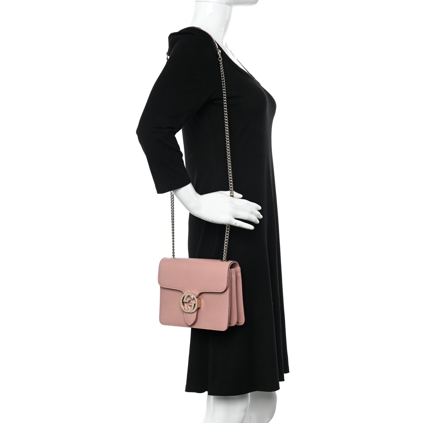 Dollar Calfskin Small Interlocking G Shoulder Bag Soft Pink