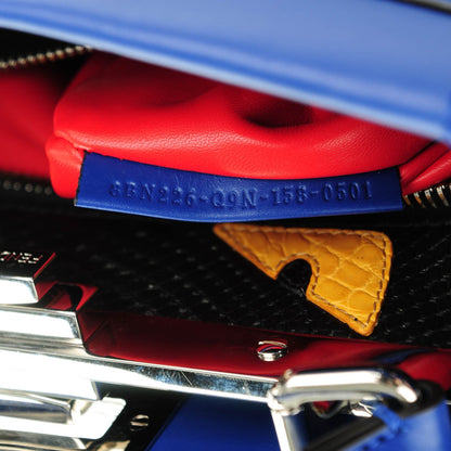 Fendi Vitello Morgan Python Crocodile Monster Eyes Medium Peekaboo Iconic Satchel Blue Neon Sunflower 8 of 9