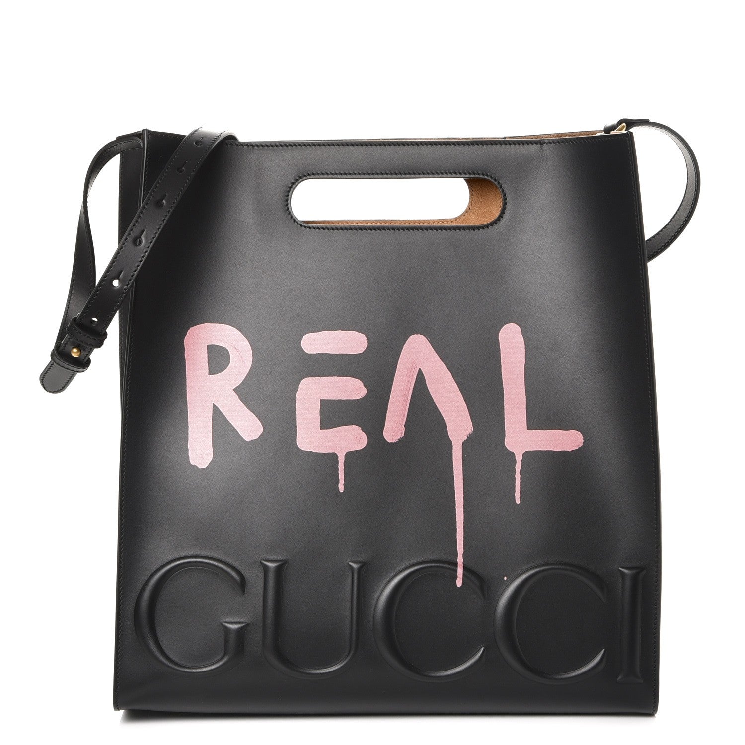 Gucci Calfskin GucciGhost Real Medium XL Tote Black Pink 1 of 7