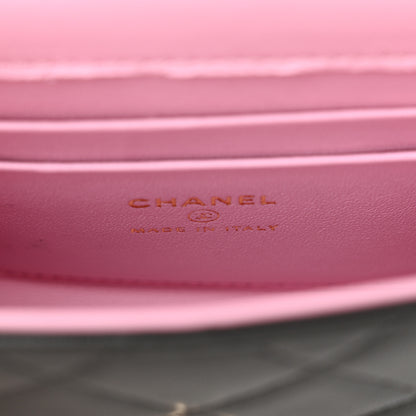 Chanel Lambskin Quilted Bi-Color Top Handle Clutch With Chain Black Pink 6 of 11