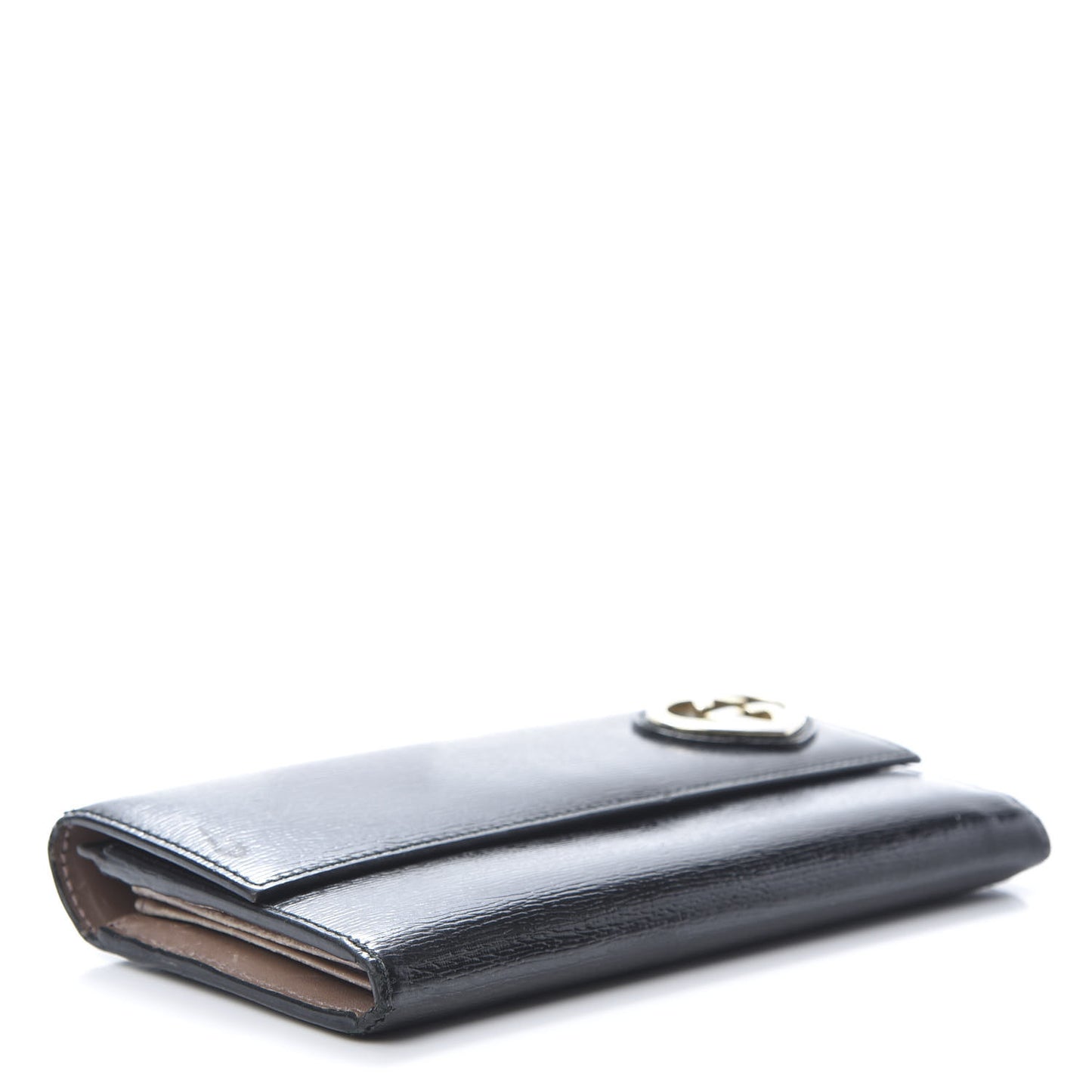 Shangai Calfskin Lovely Heart Continental Wallet Black