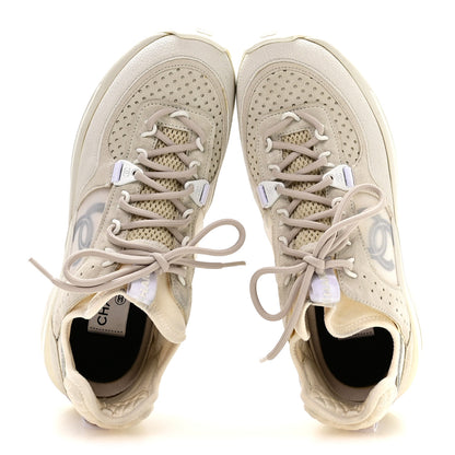 Chanel Suede Calfskin Womens CC Sneakers 38 White 2 of 8
