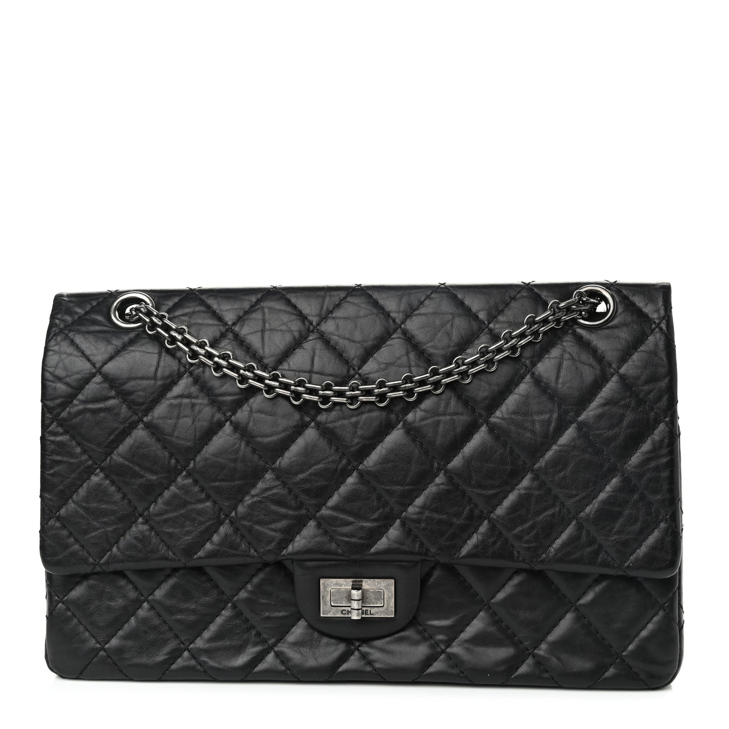Aged Calfskin Quilted 2.55 Reissue 226 Flap Black