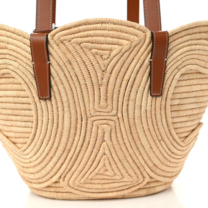 Celine Braided Raffia Calfskin Triomphe Small Panier Tan 9 of 11