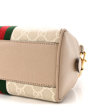 Gucci GG Supreme Monogram Textured Dollar Calfskin Web Mini Ophidia Top Handle Bowler Bag Beige Mystic White Oatmeal 10 of 11