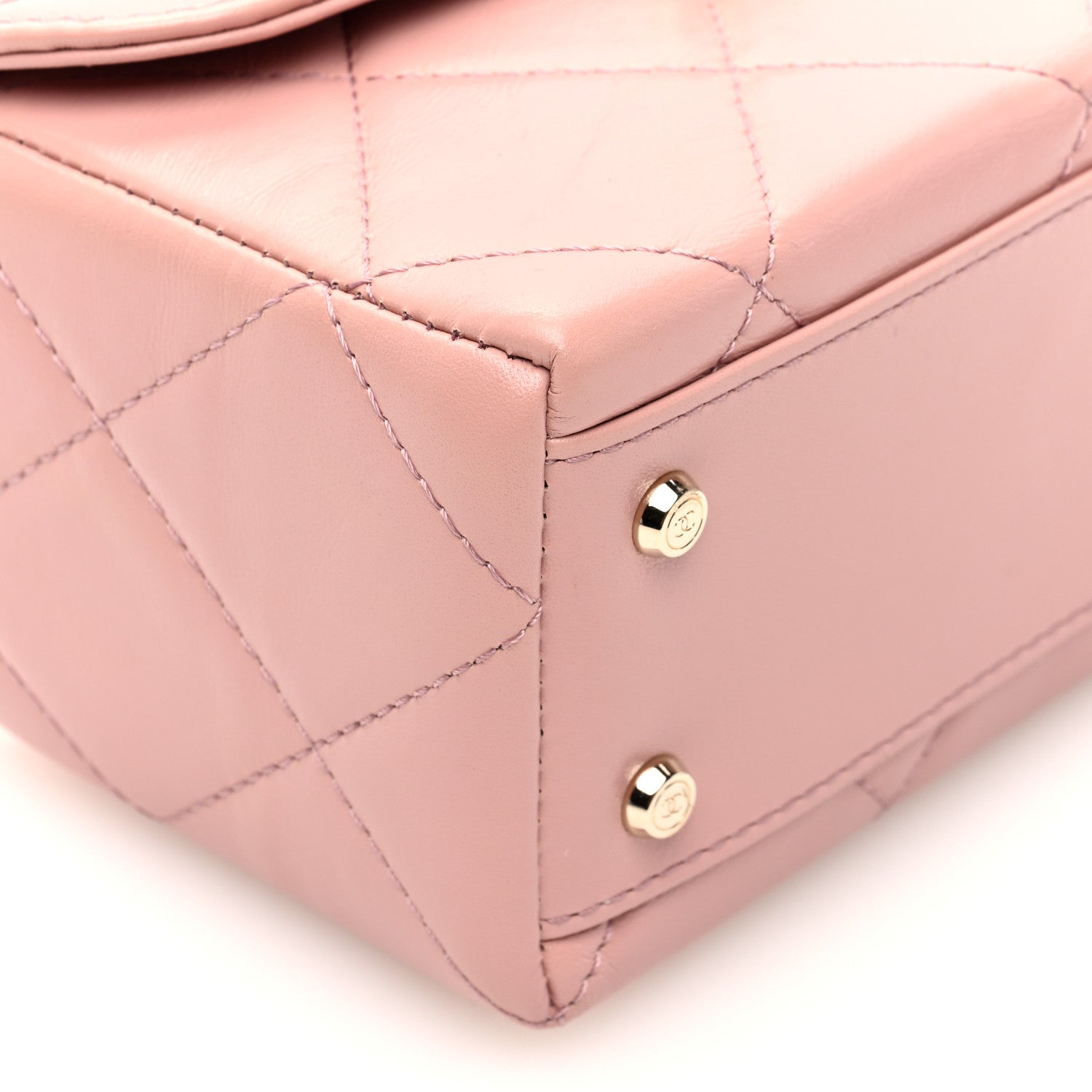 Chanel Shiny Calfskin Quilted CC Handle Vanity Flap Bag Pink 10 of 11