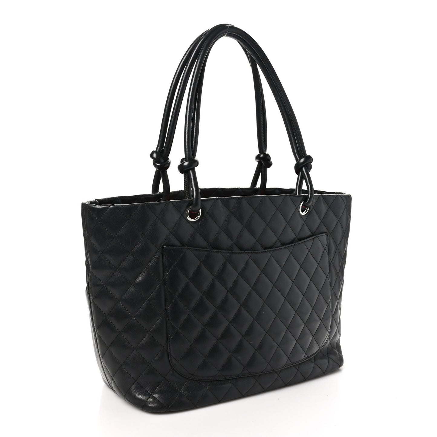 Calfskin Quilted Large Cambon Tote Black