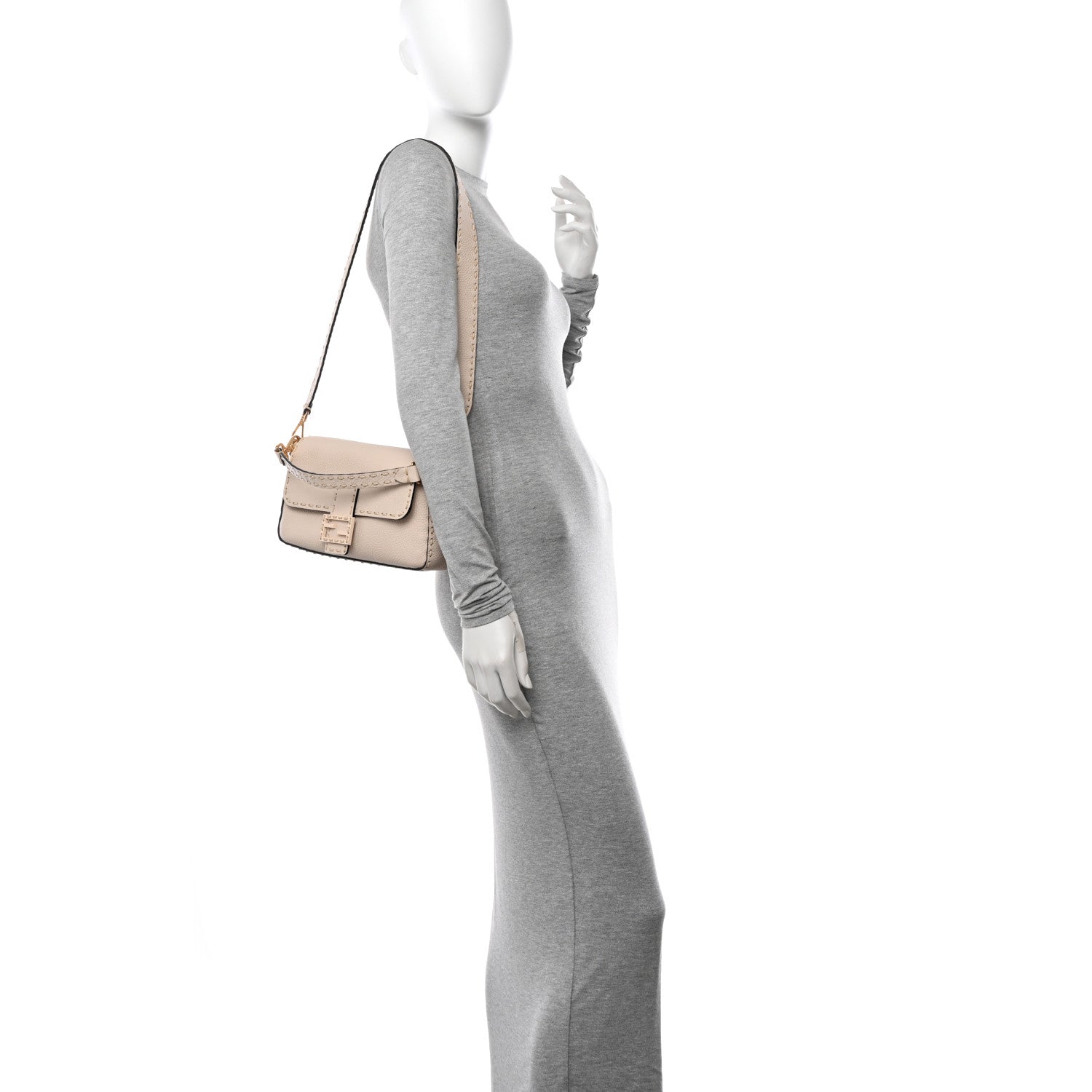 Fendi Embroidered Camelia Baguette Latte 2 of 15