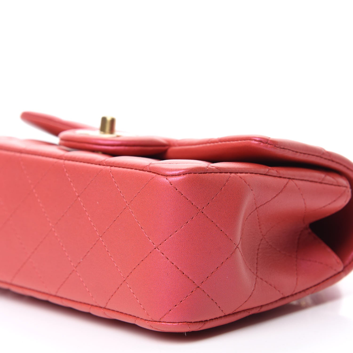 Chanel Iridescent Lambskin Quilted Mini Top Handle Rectangular Flap Red 7 of 11