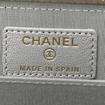 Chanel Metallic Goatskin Quilted Chanel 19 Zip Around Coin Purse Wallet Silver 10 of 15