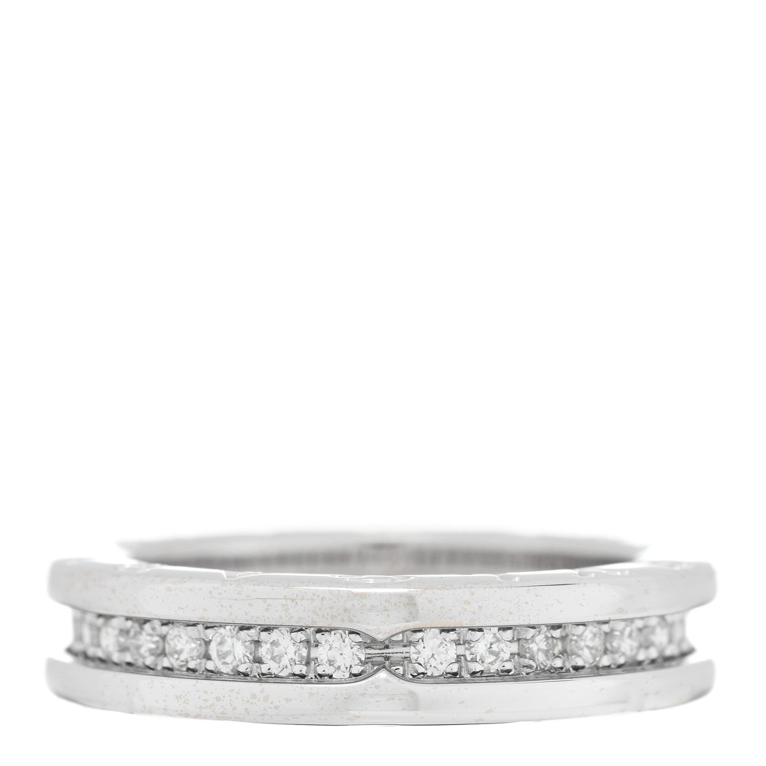 Bulgari 18K White Gold Diamond B.Zero1 One-Band Pave Ring 53/6.25 1 of 4