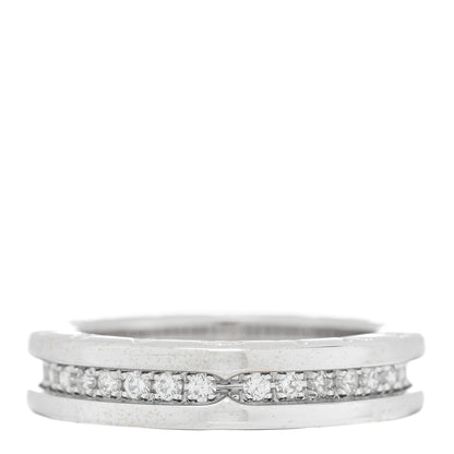 Bulgari 18K White Gold Diamond B.Zero1 One-Band Pave Ring 53/6.25 1 of 4