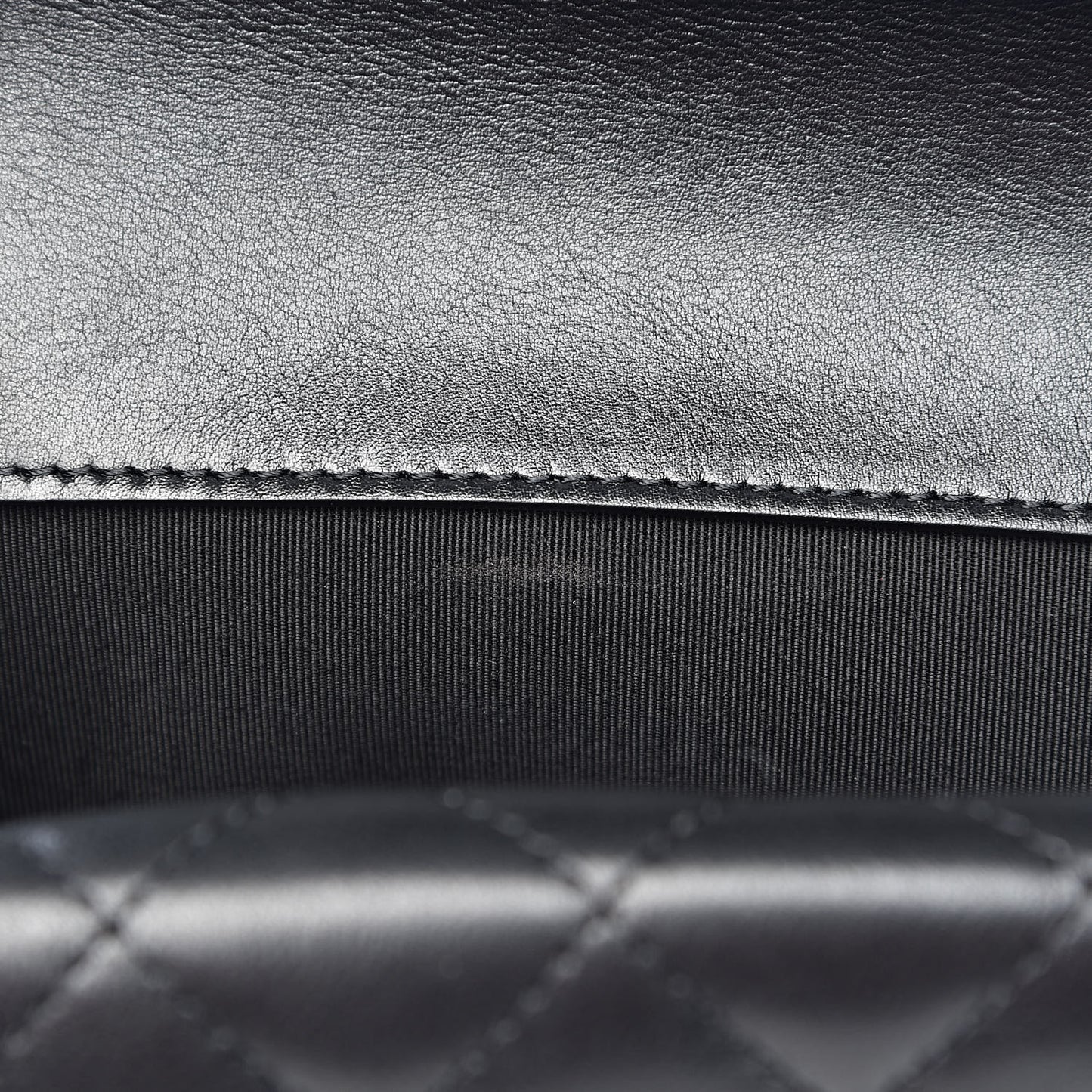 Calfskin Quilted Triple Flap Black