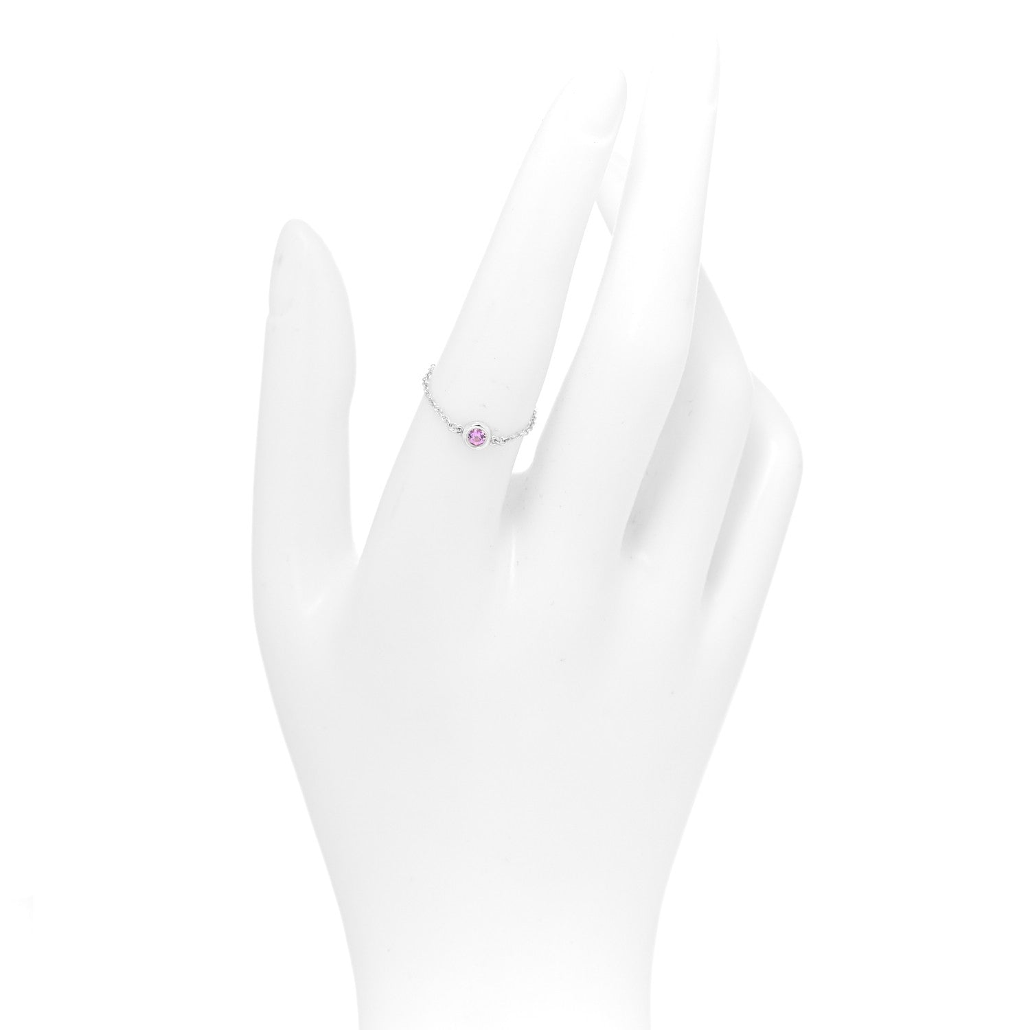 Tiffany Sterling Silver Pink Sapphire Elsa Peretti Color by the Yard Ring 54 7 2 of 4