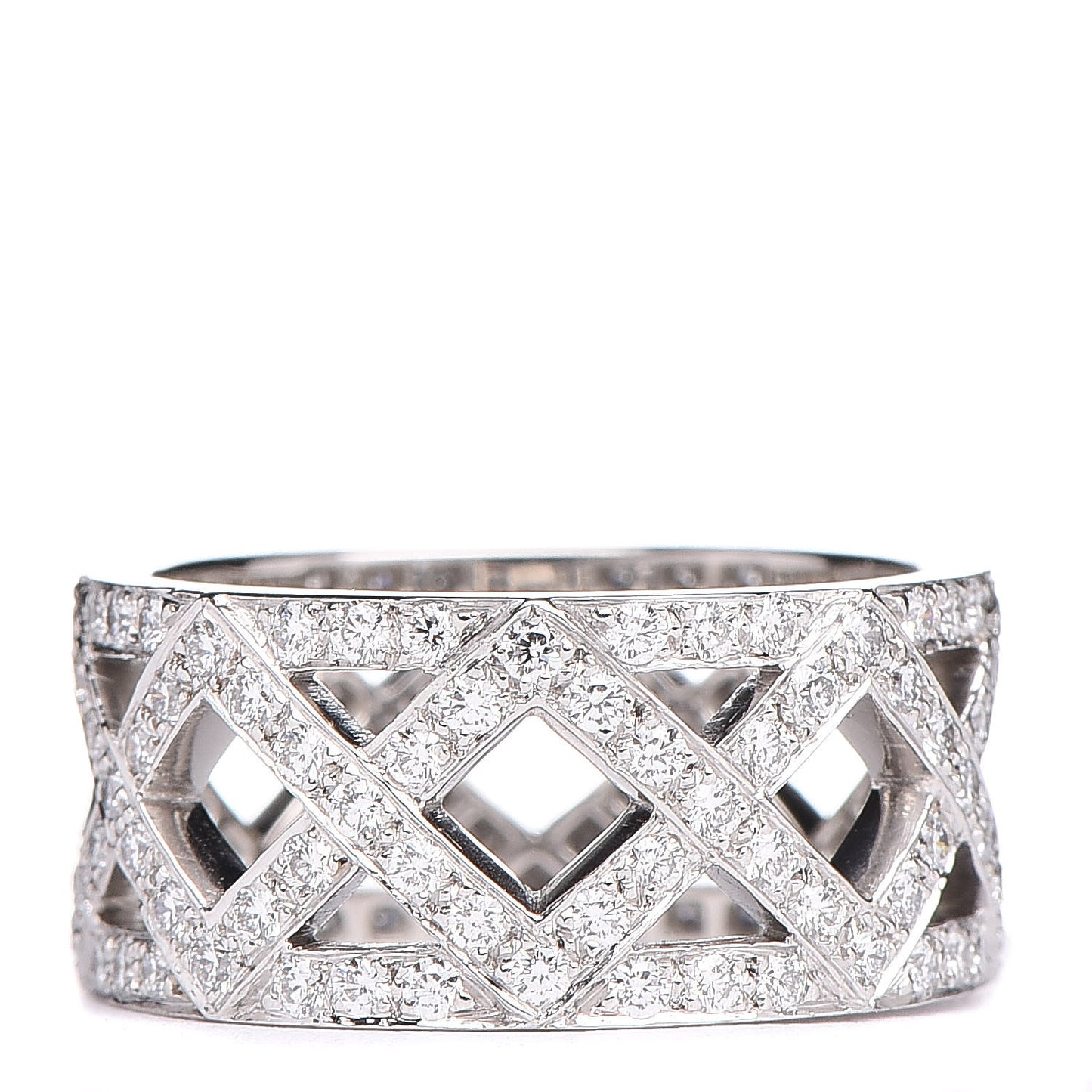 Platinum Diamond Braided Wide Band Ring 48 4.5