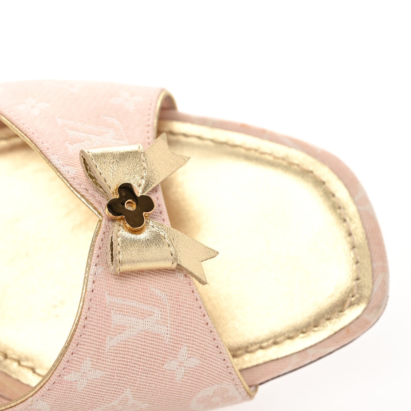 Monogram Bow Kitten Heel Sandals 39.5 Pink