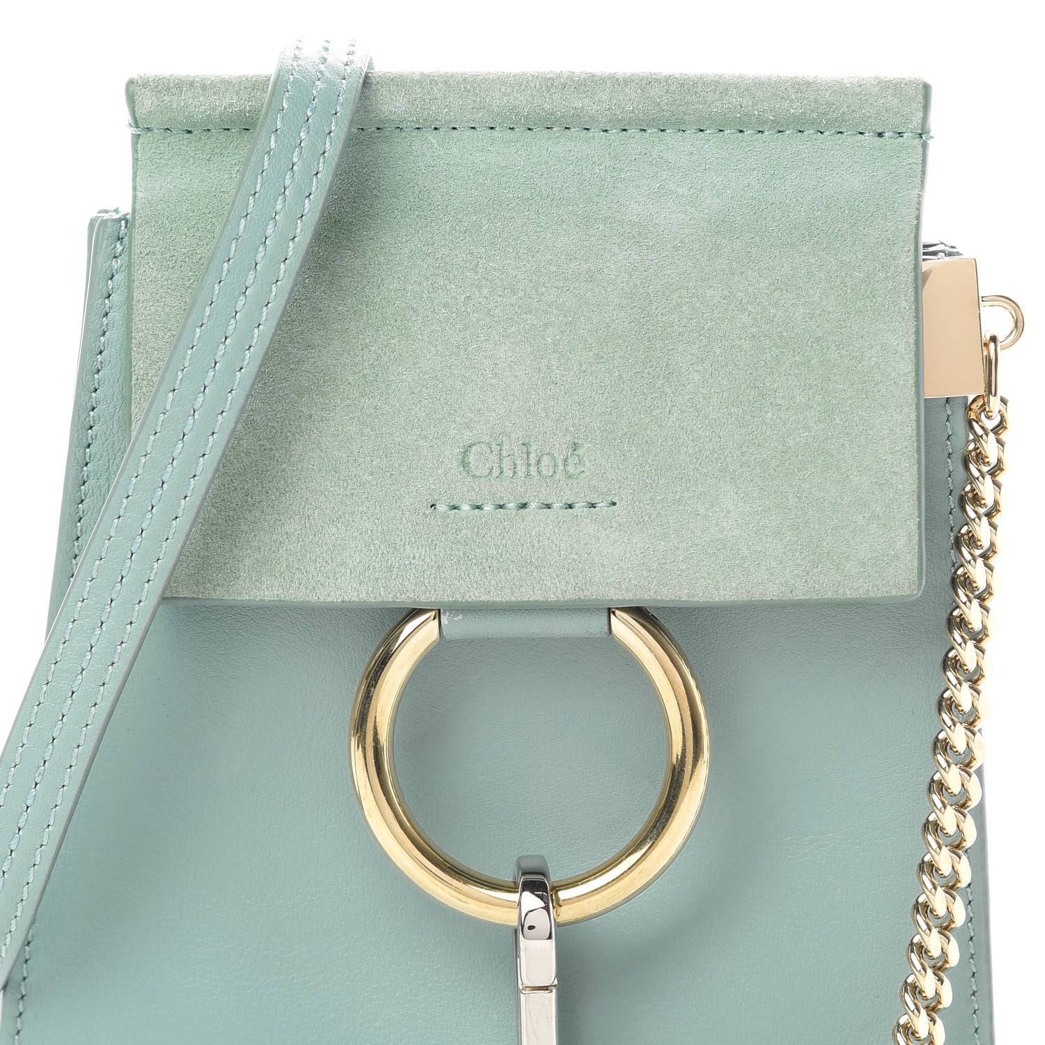 Chloe Suede Calfskin Mini Faye Bracelet Bag Cloudy Blue 8 of 13