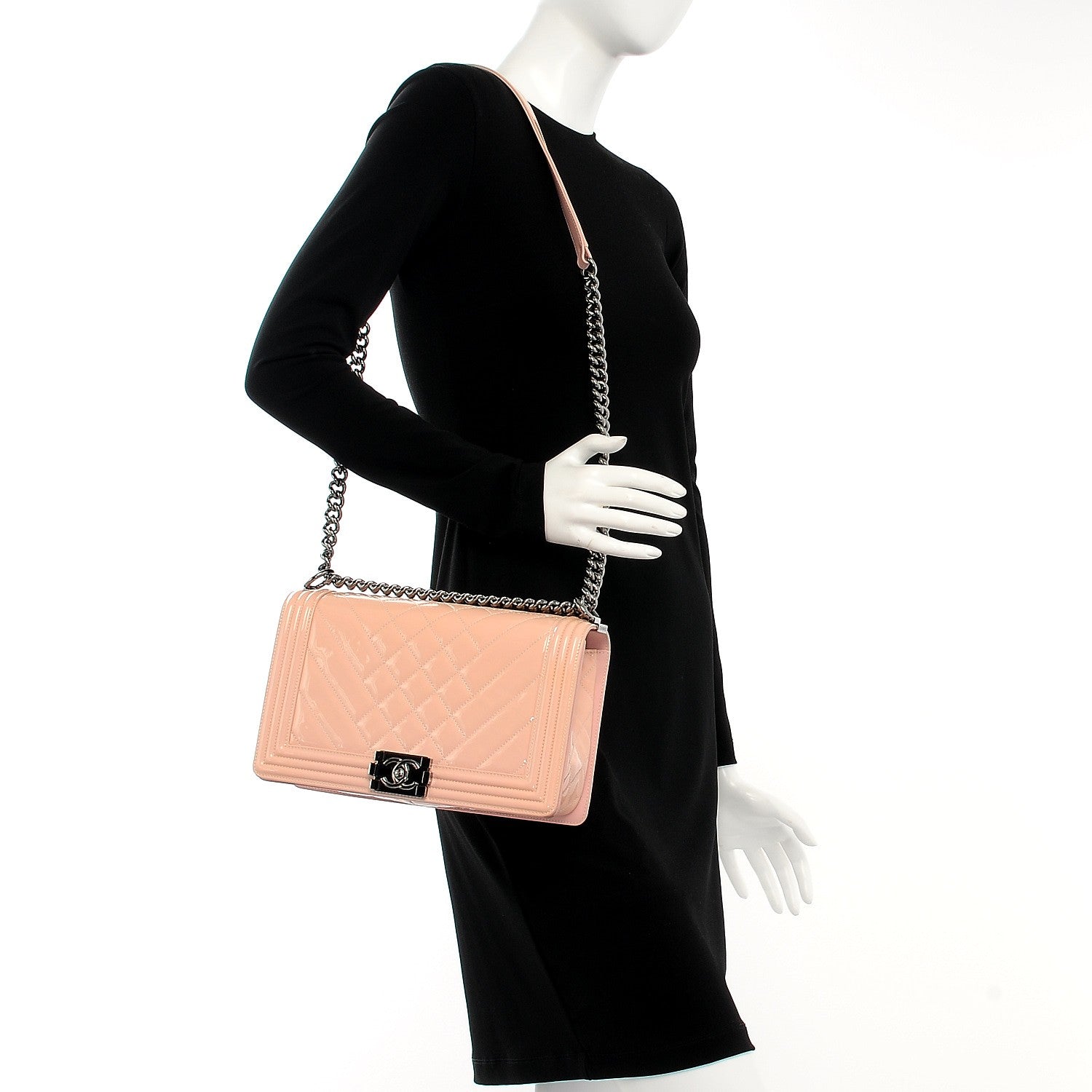 Chanel Patent Quilted Medium Boy Flap Light Pink 2 of 8