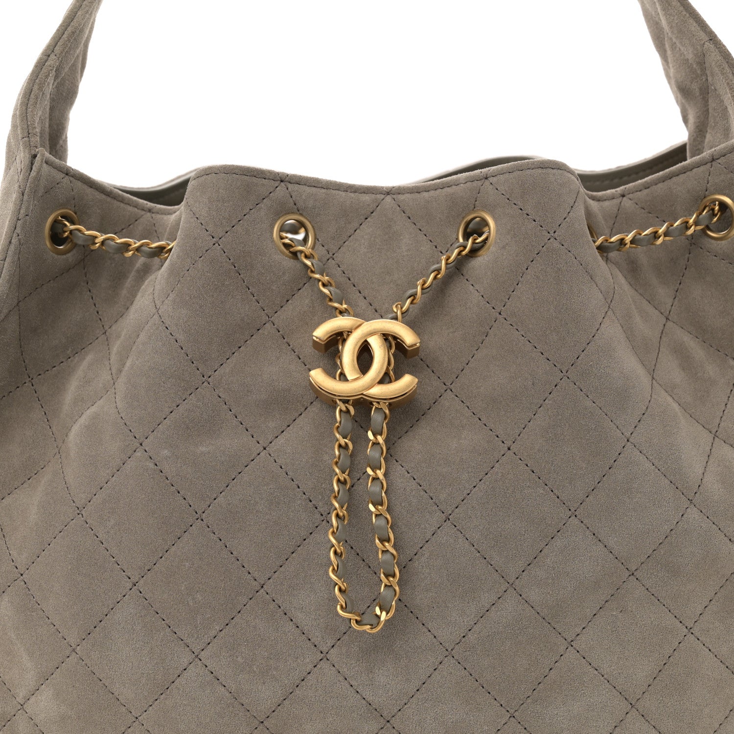 Chanel Suede Quilted Medium Chanel 25 Handbag Dark Grey 8 of 11
