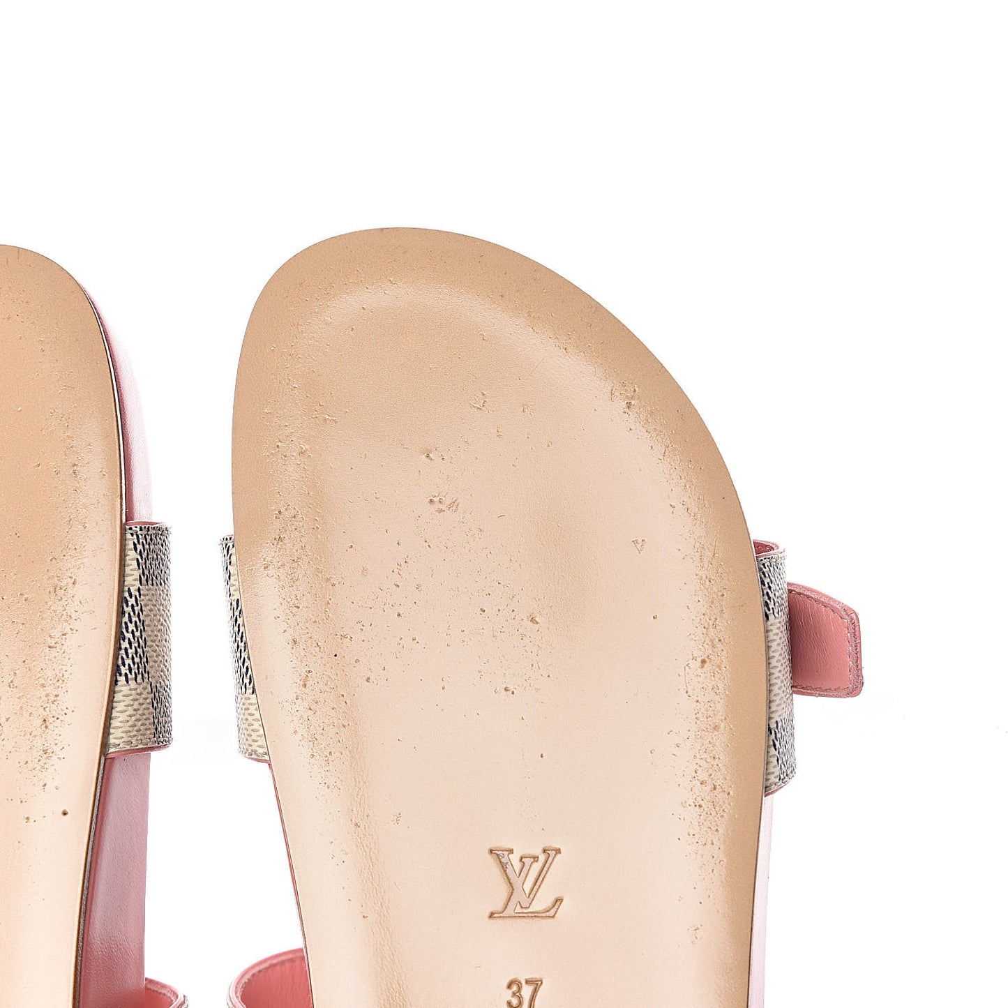 Damier Azur Bom Dia Flat Mules 37 Rose Clair