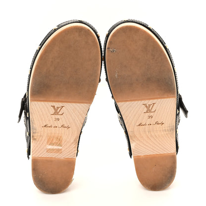 Louis Vuitton Calfskin Patent Monogram Cottage Clog Mules 39 Black 6 of 11