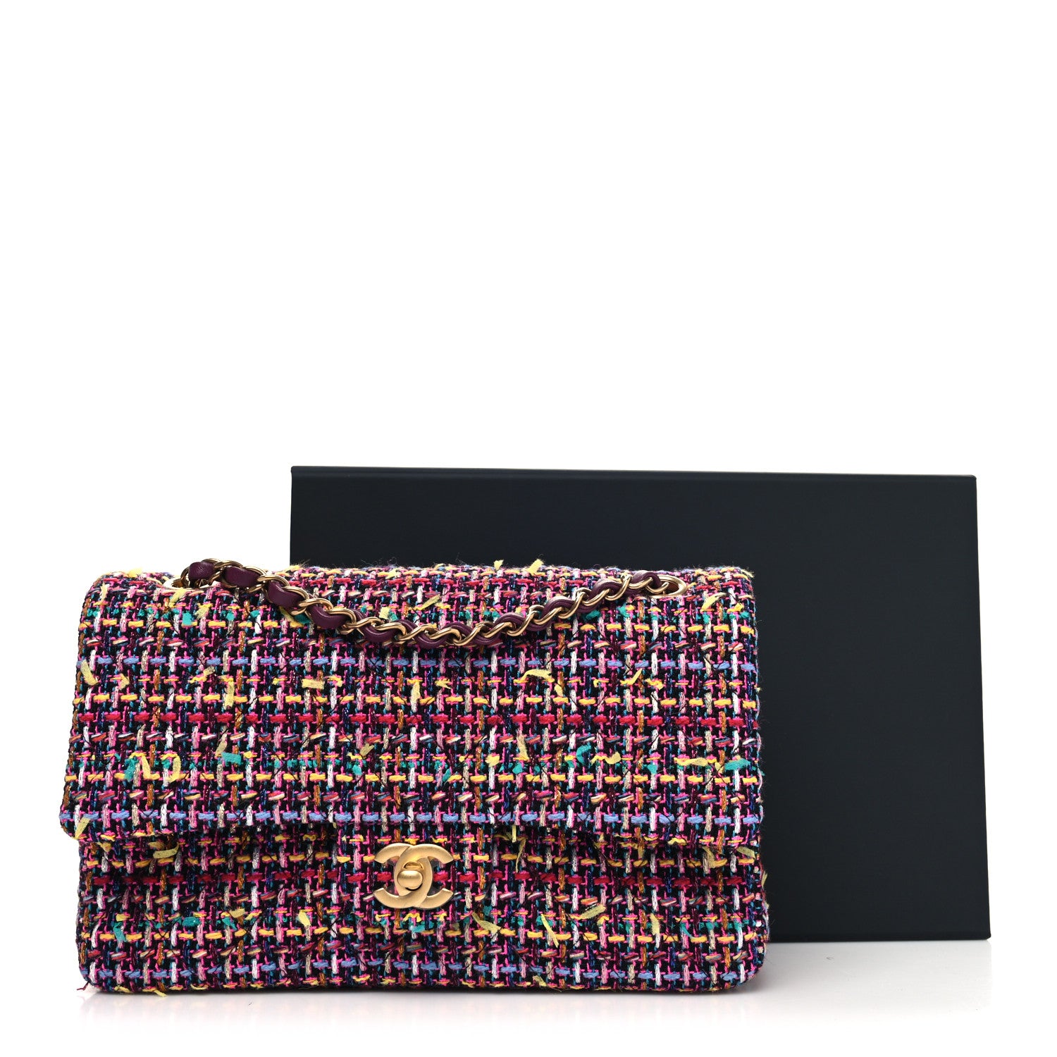 Chanel Tweed Quilted Medium Double Flap Multicolor 11 of 11