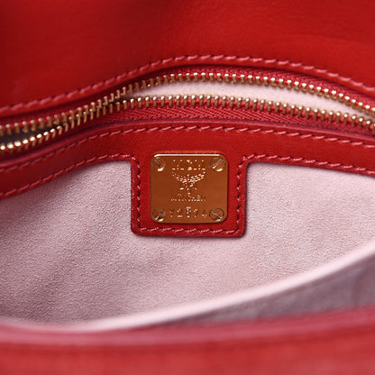 MCM Suede Calfskin Trisha Small Shoulder Bag Red 6 of 9