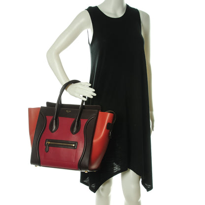 Celine Satin Calfskin Mini Tri-Color Luggage Blood 2 of 9