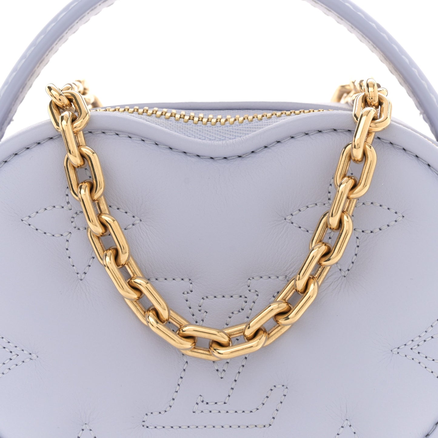 Calfskin Embroidered Monogram Pop My Heart Bag Pouch Lilac