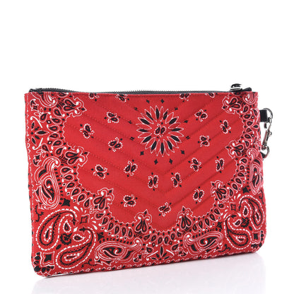 Saint Laurent Canvas Bandana Chevron Monogram A5 Wristlet Red 3 of 9