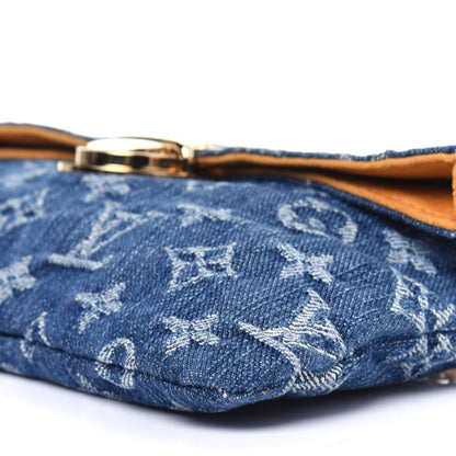 Louis Vuitton Monogram Denim Pochette Plat Clutch Blue 12 of 13