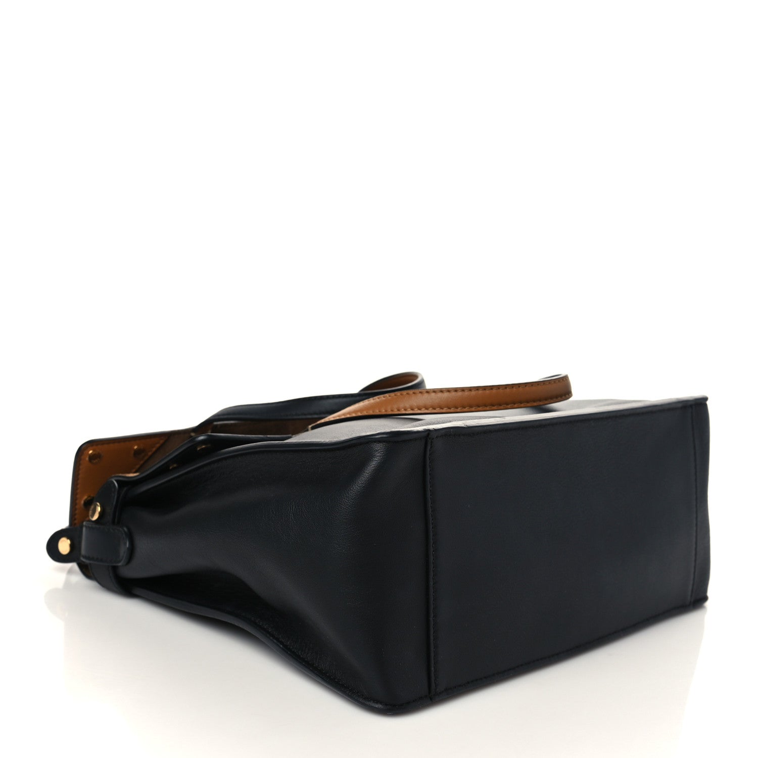 Fendi Vitello Grace Suede Large Flip Tote Black Marrone 3 of 5