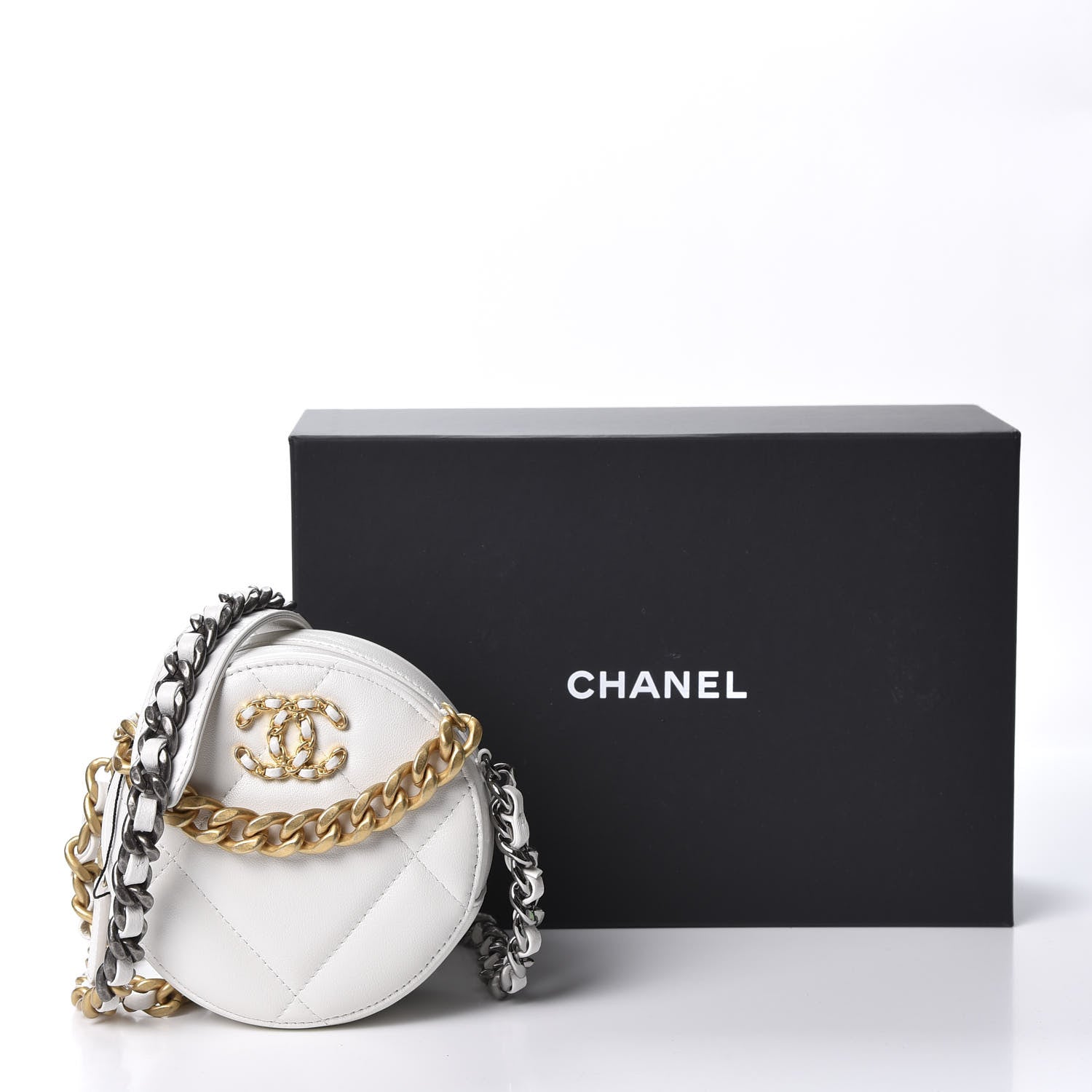 Chanel Goatskin Quilted 19 Round Clutch With Chain White 8 of 8