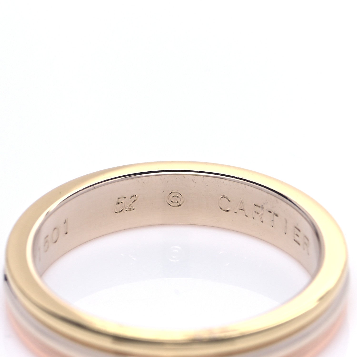 Cartier 18K Pink White Yellow Gold 3.5mm Trinity Wedding Band Ring 52 6 9 of 10