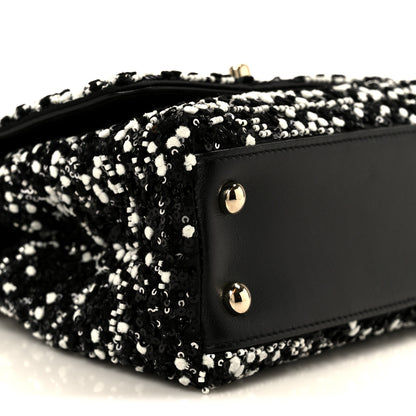 Chanel Lambskin Sequin Beaded Extra Mini Coco Handle Flap Black White 10 of 12