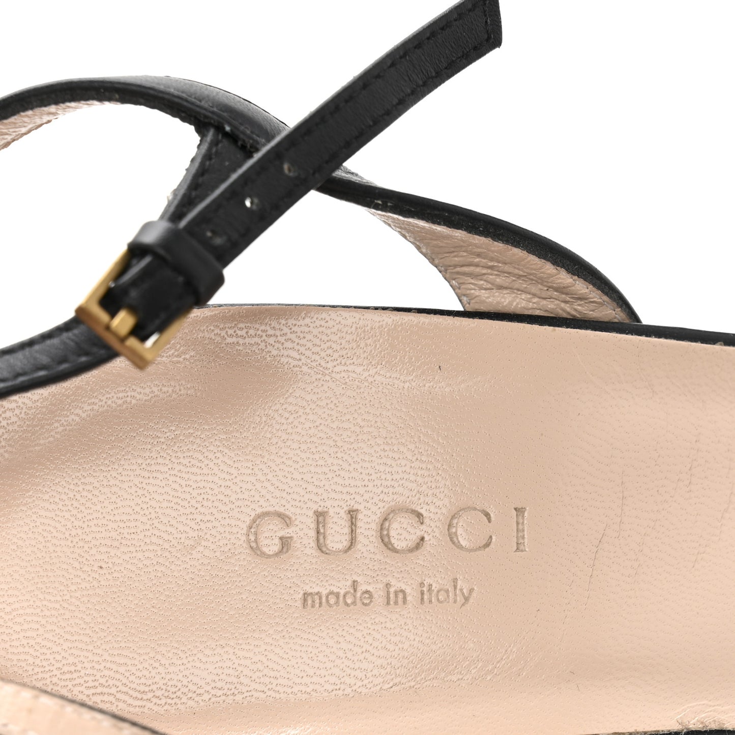 Lifford Calfskin GG Marmont Ankle Wrap 105mm Sandals 38.5 Black